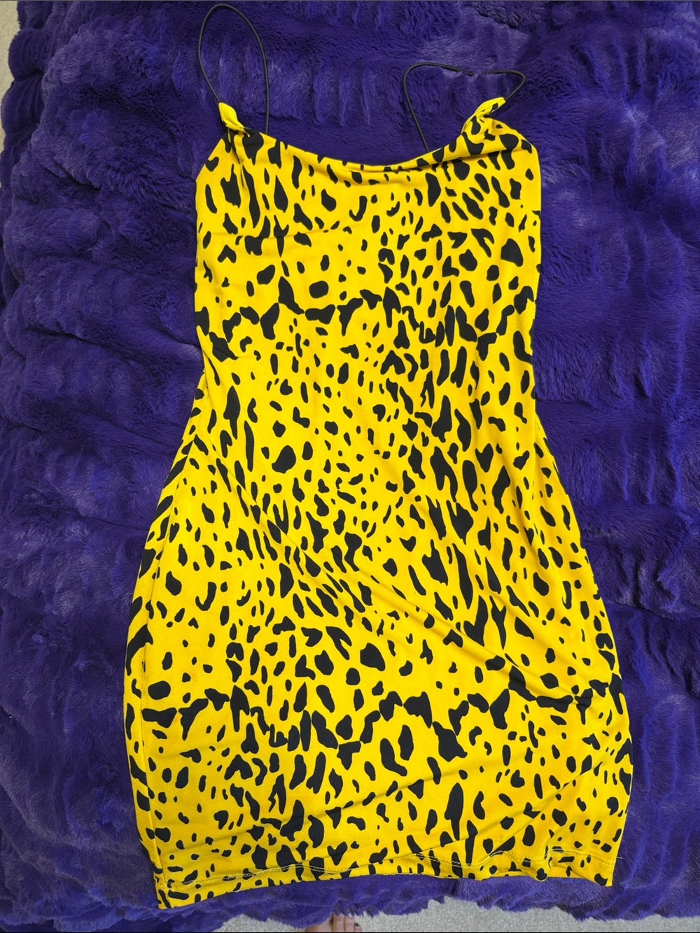 Forever 21 Yellow & Black Animal Print Mini Dress Like New. Size s